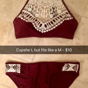 Maroon lacy bikini